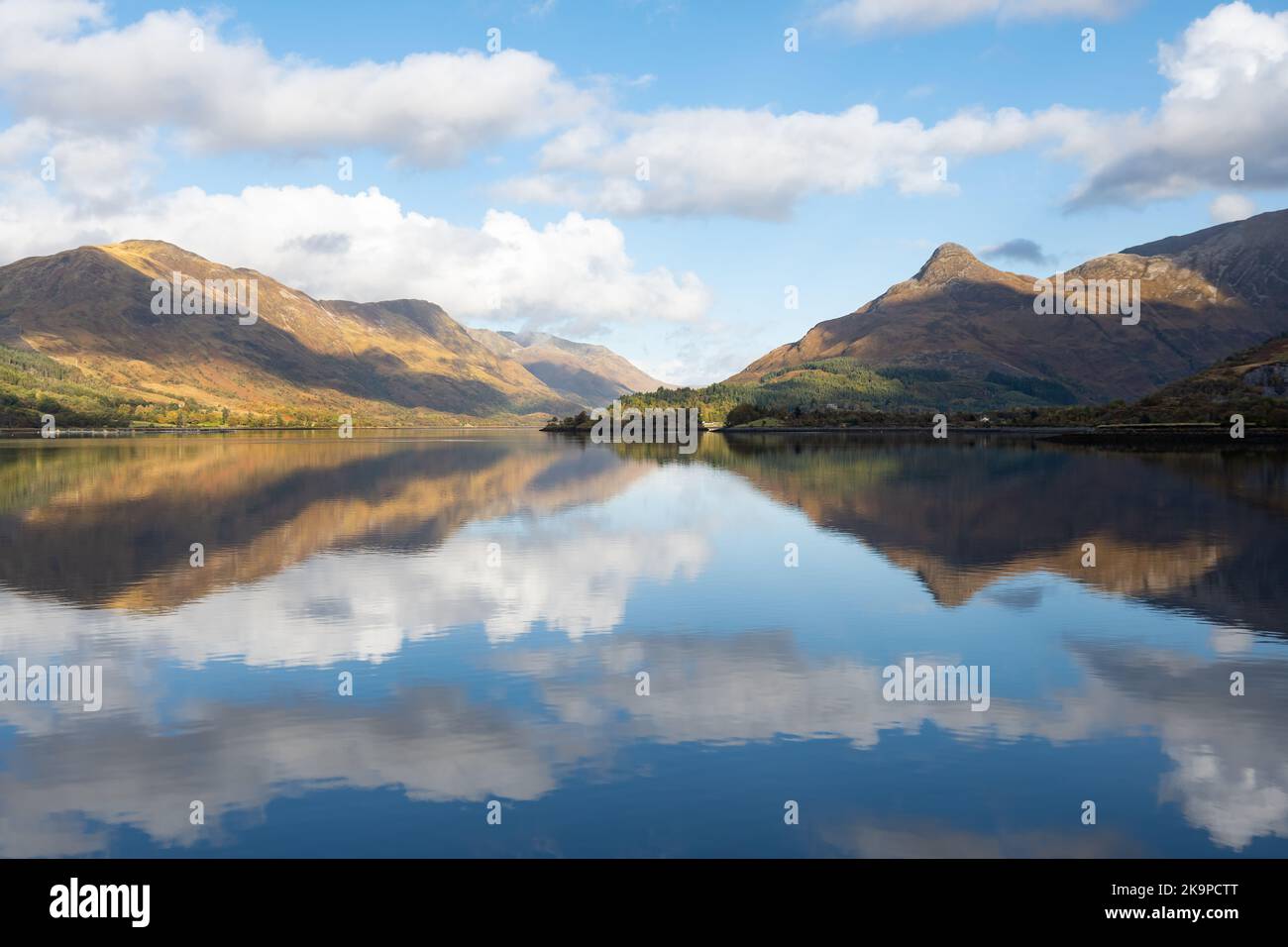 Pap of Glencoe reflected in Loch Leven, Scotland, UK Stock Photo
