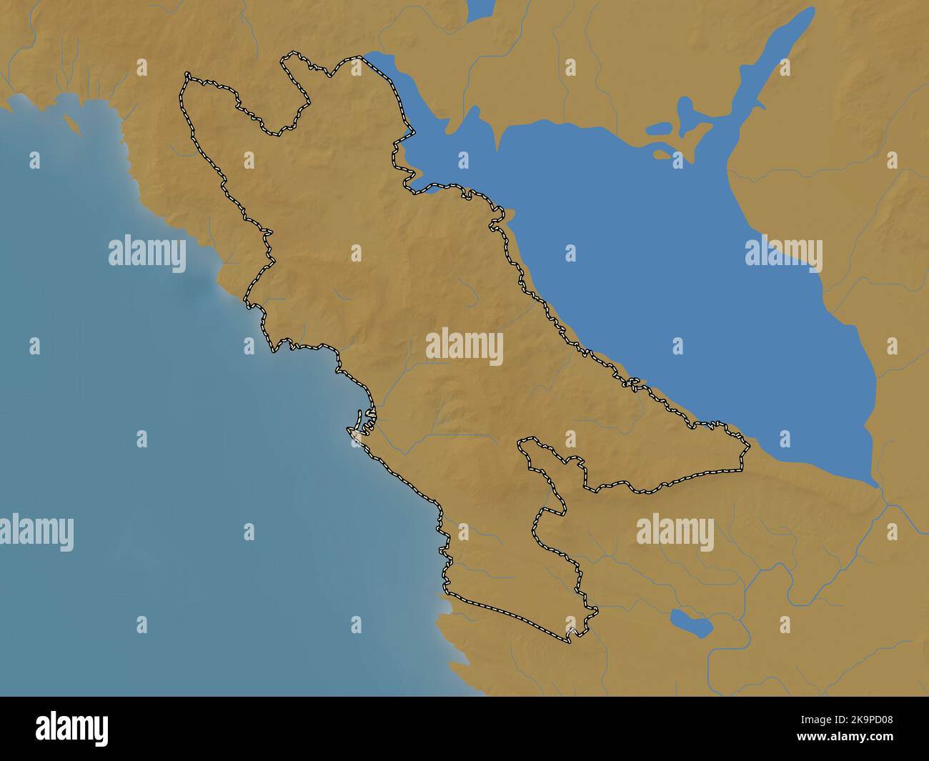 Bar Mapa Bar, municipality of Montenegro. Colored elevation map with lakes and ...