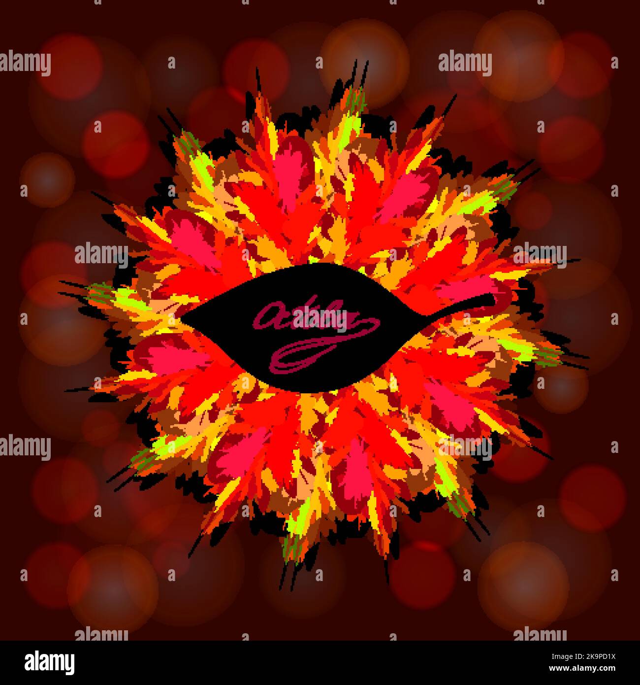 Autumn greeting card with colorful leaves, vector illustration Stock ...