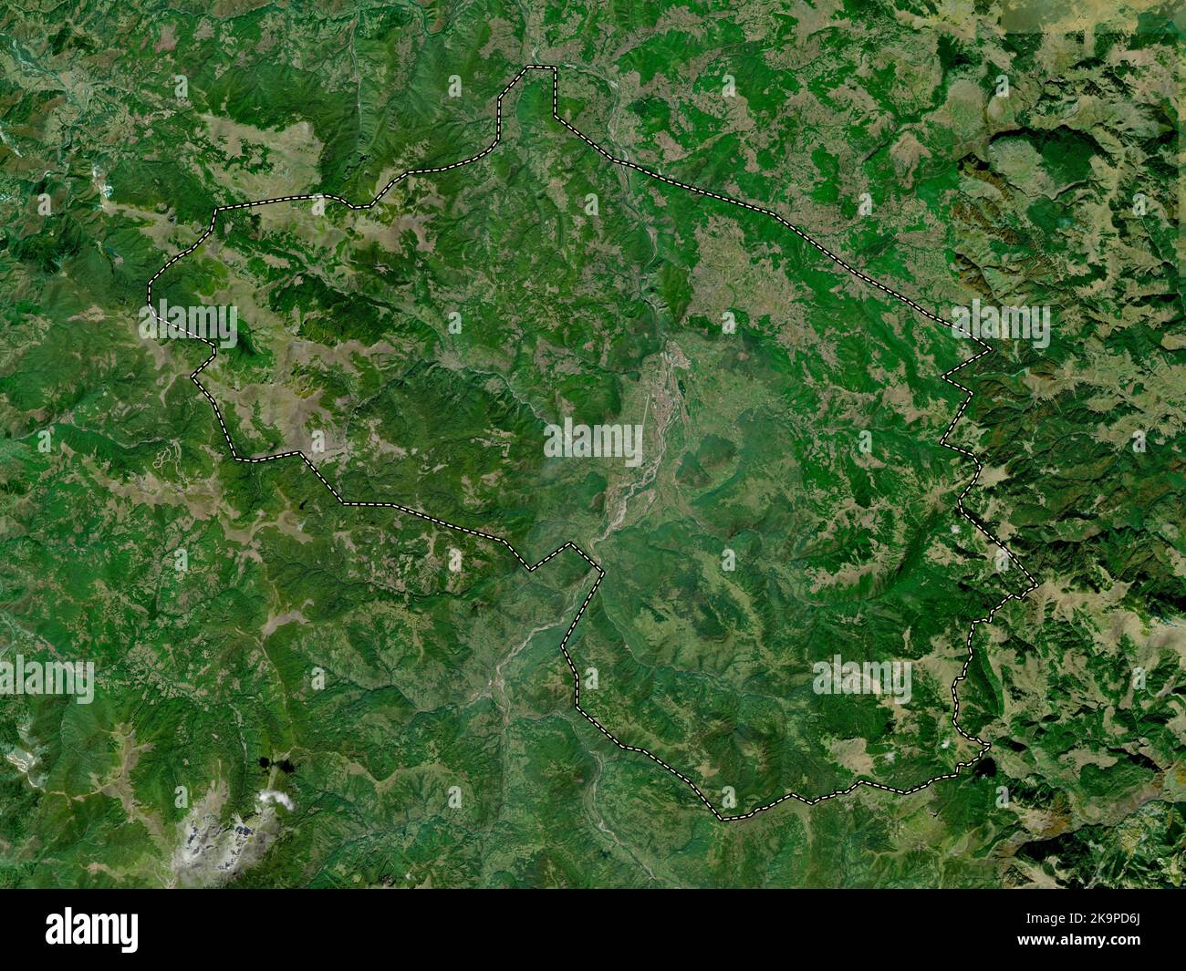 Berane, municipality of Montenegro. High resolution satellite map Stock