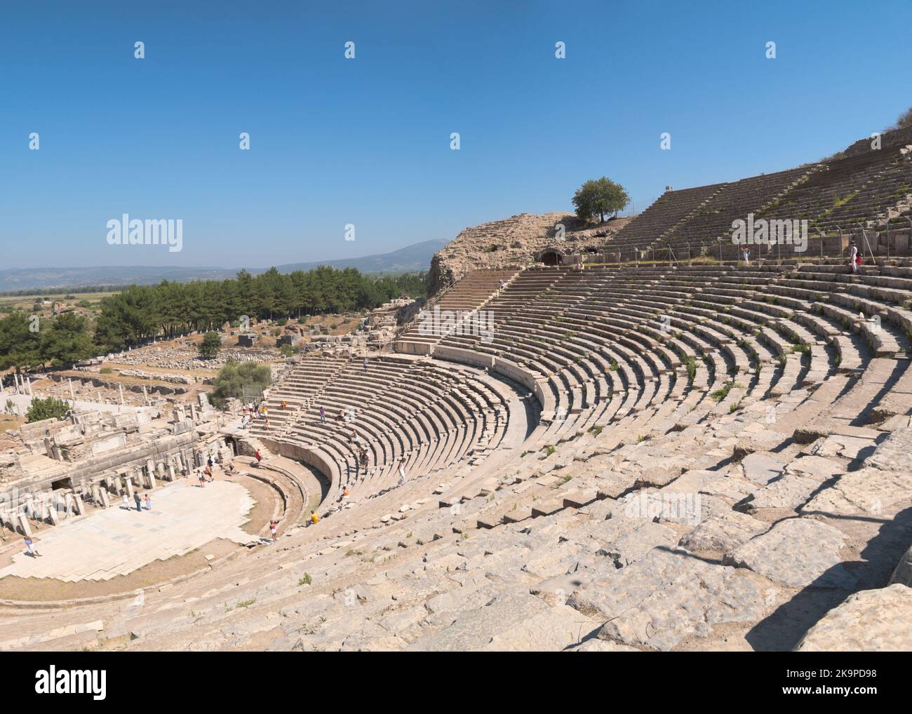 Ancient Greco-Roman ruins of the Ephesus amphitheatre, Turkey Stock Photo