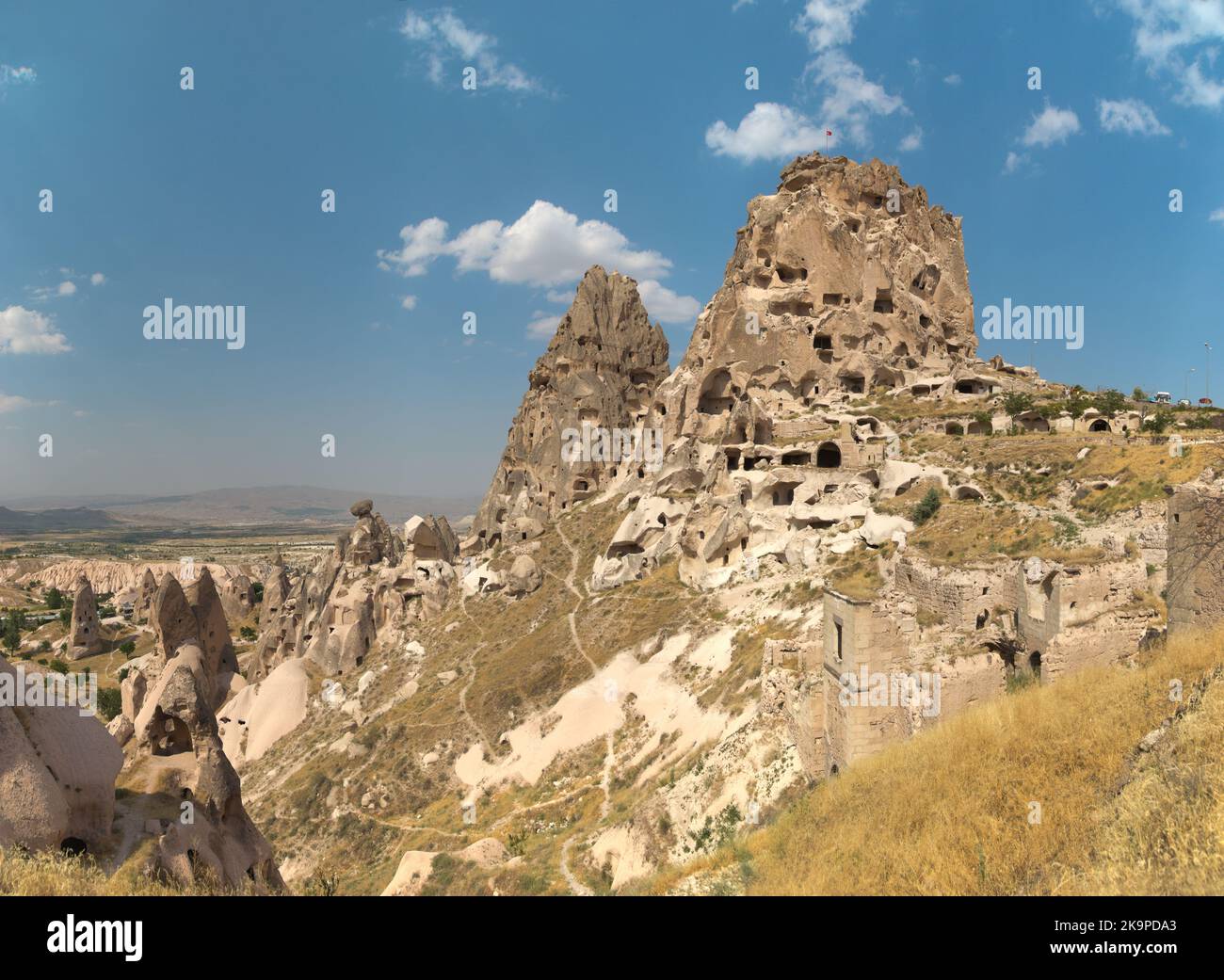 Castle-mountain of Uchisar, Cappadocia, Turkey Stock Photo