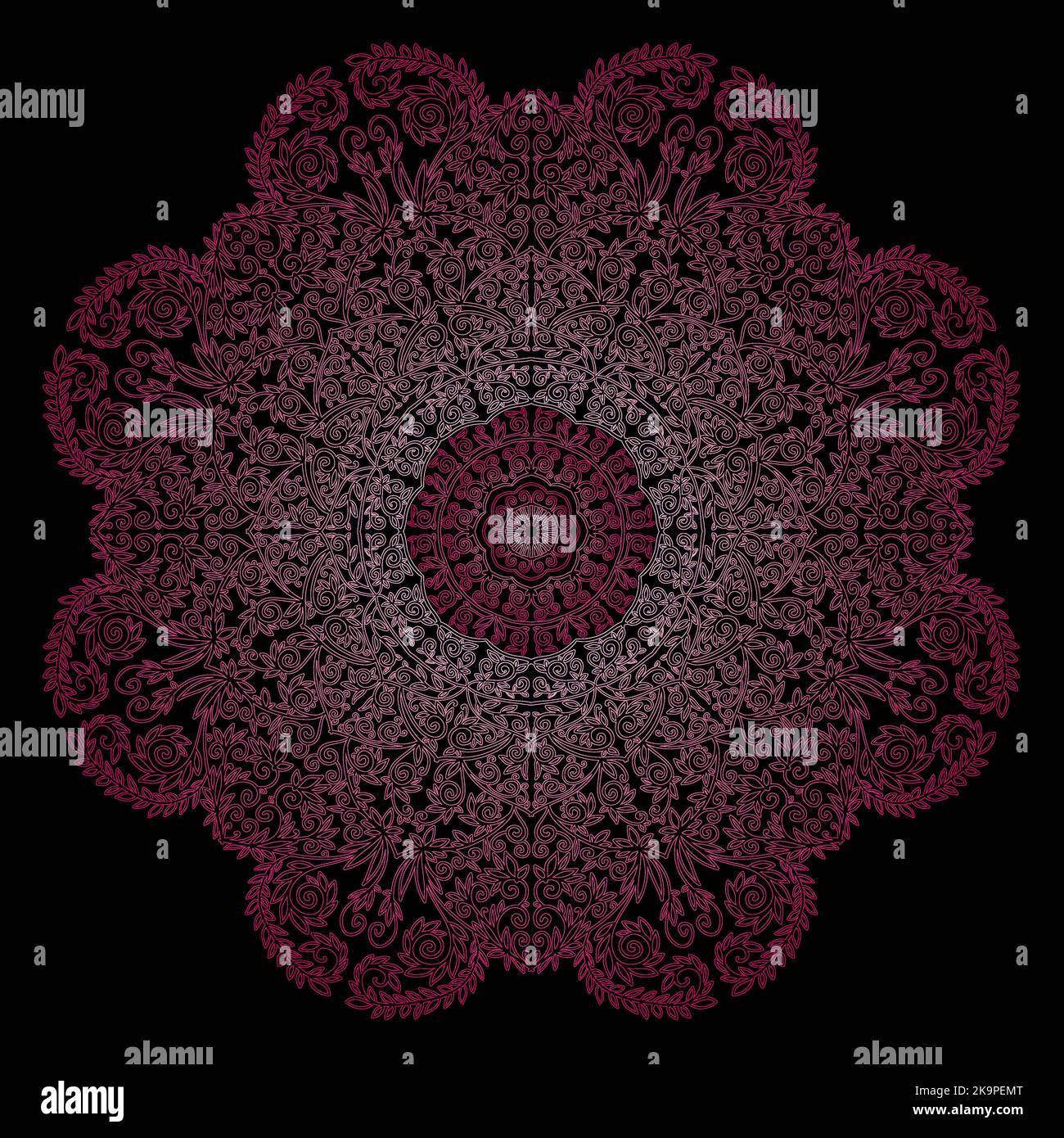 Abstract decorative ornate mandala on dark background. Stock Vector