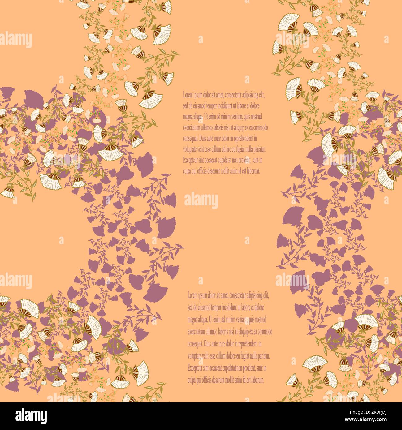 Vector decorative seamless pattern with herbal and floral motifs Stock ...