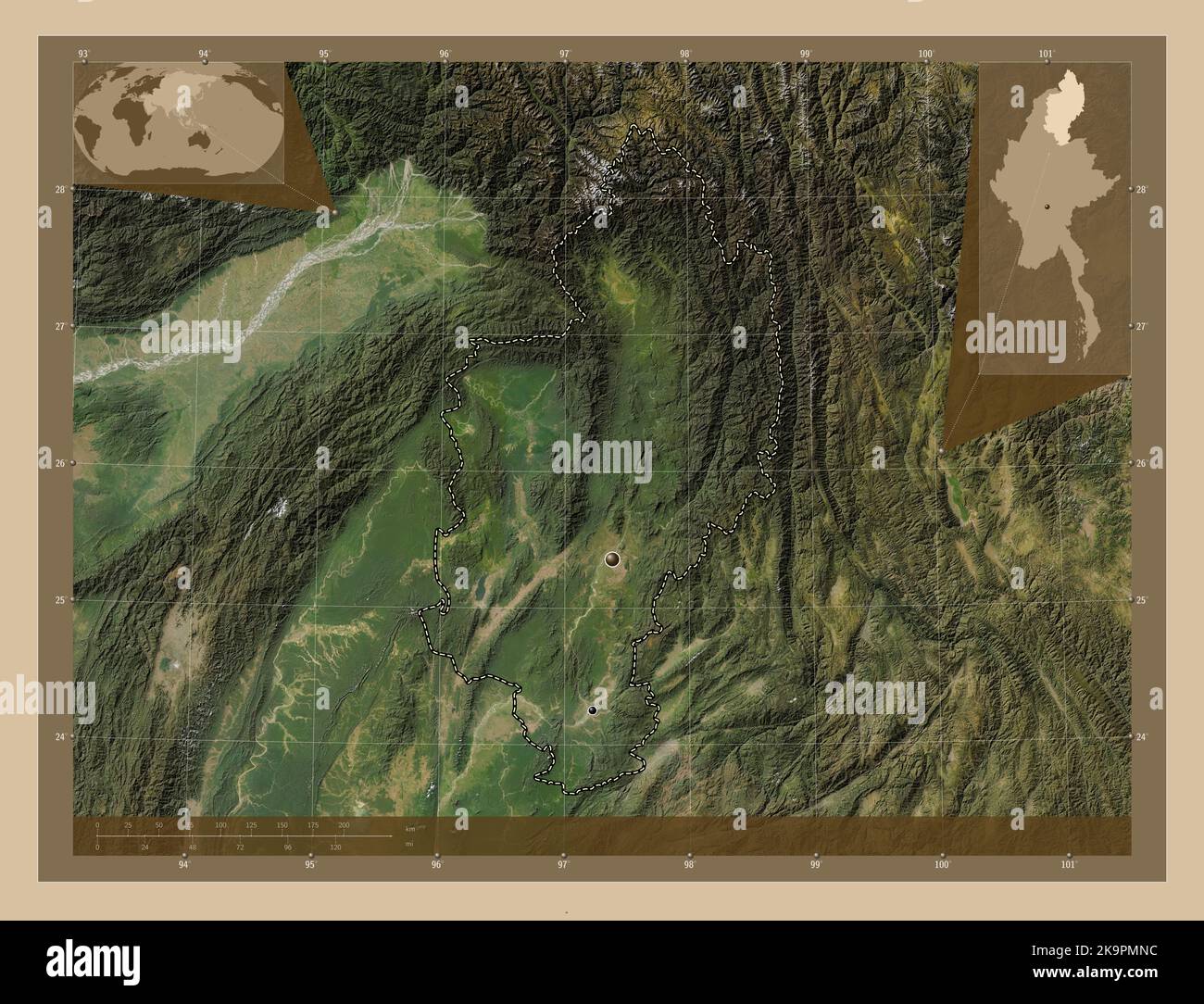 Kachin State Low Resolution Satellite Map