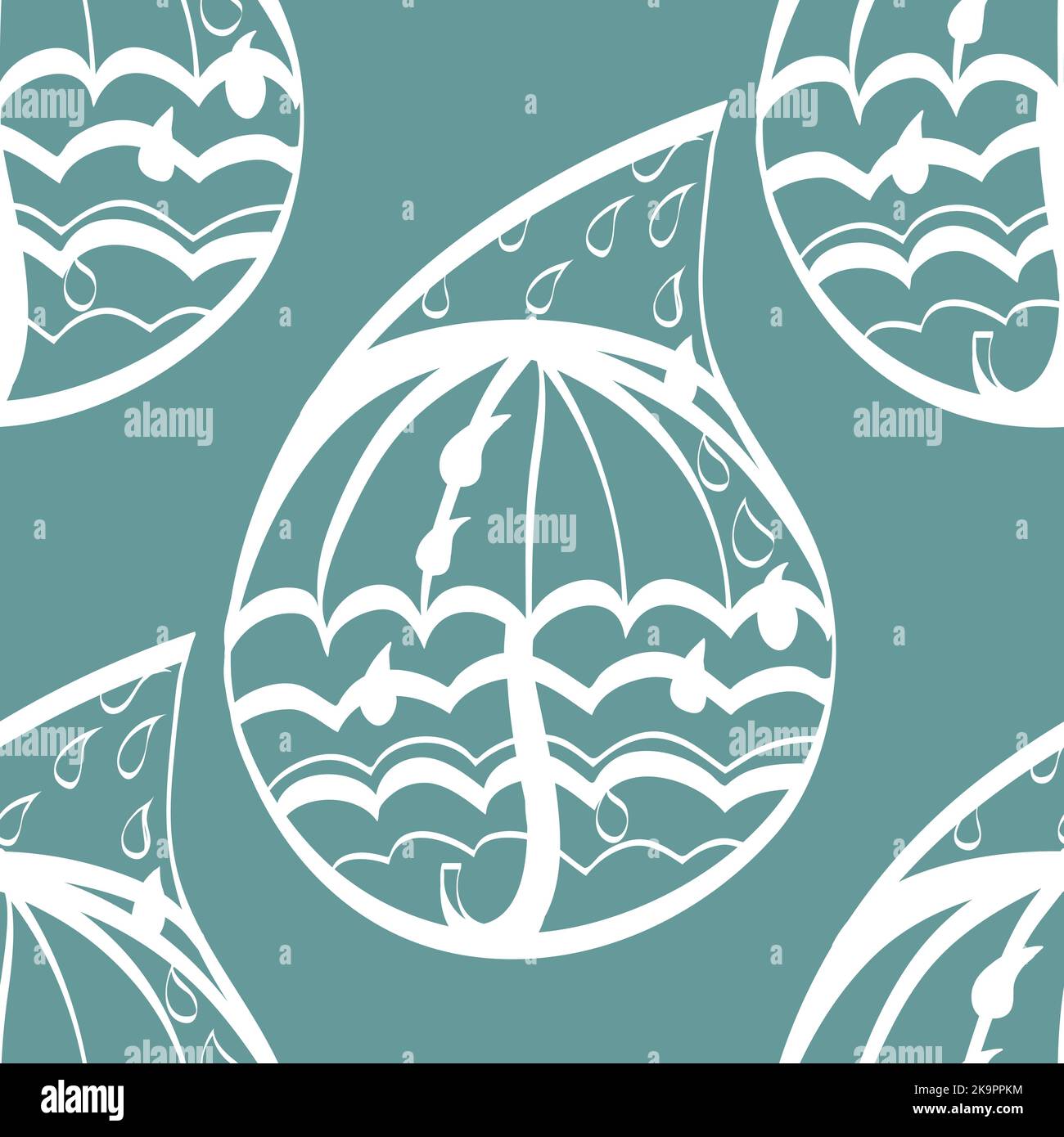 Hand drawn seamless pattern with stylized raindrops Stock Vector Image ...