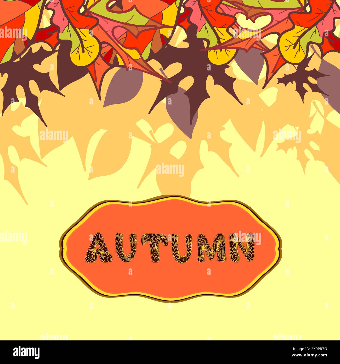 Autumn greeting card with colorful leaves, vector illustration Stock ...