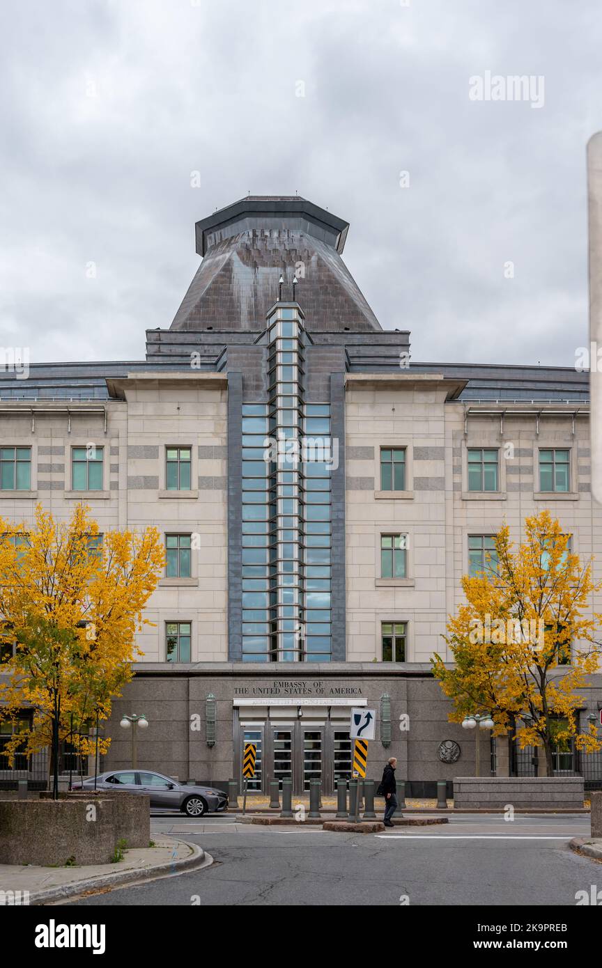 Ottawa, Ontario - October 19, 2022:  Exterior of the Embassy of the United States of America in Ottawa, Canada. Stock Photo