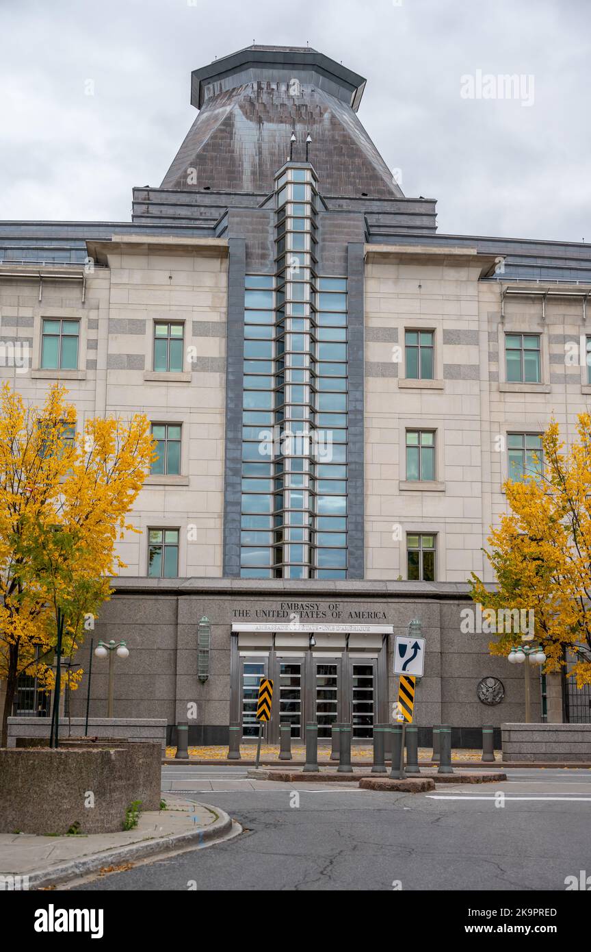 Ottawa, Ontario - October 19, 2022:  Exterior of the Embassy of the United States of America in Ottawa, Canada. Stock Photo