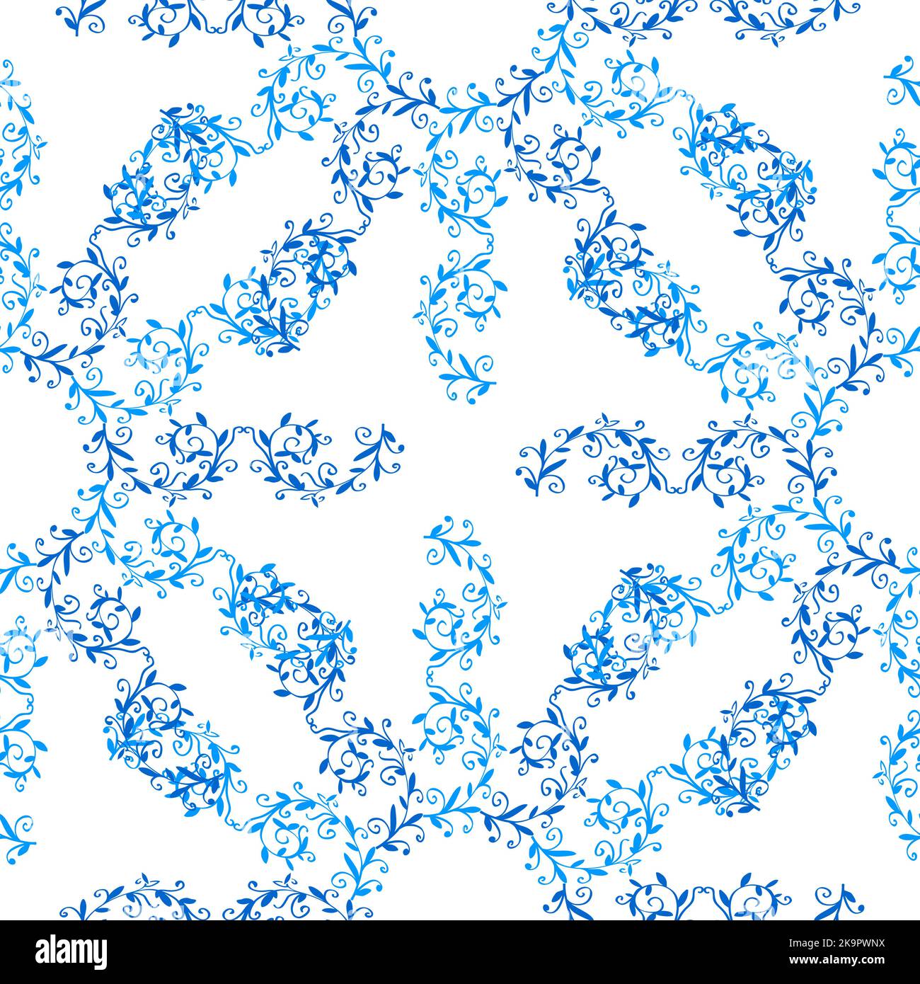 Abstract pattern with blue lacy snowflakes, vector illustration. Stock Vector