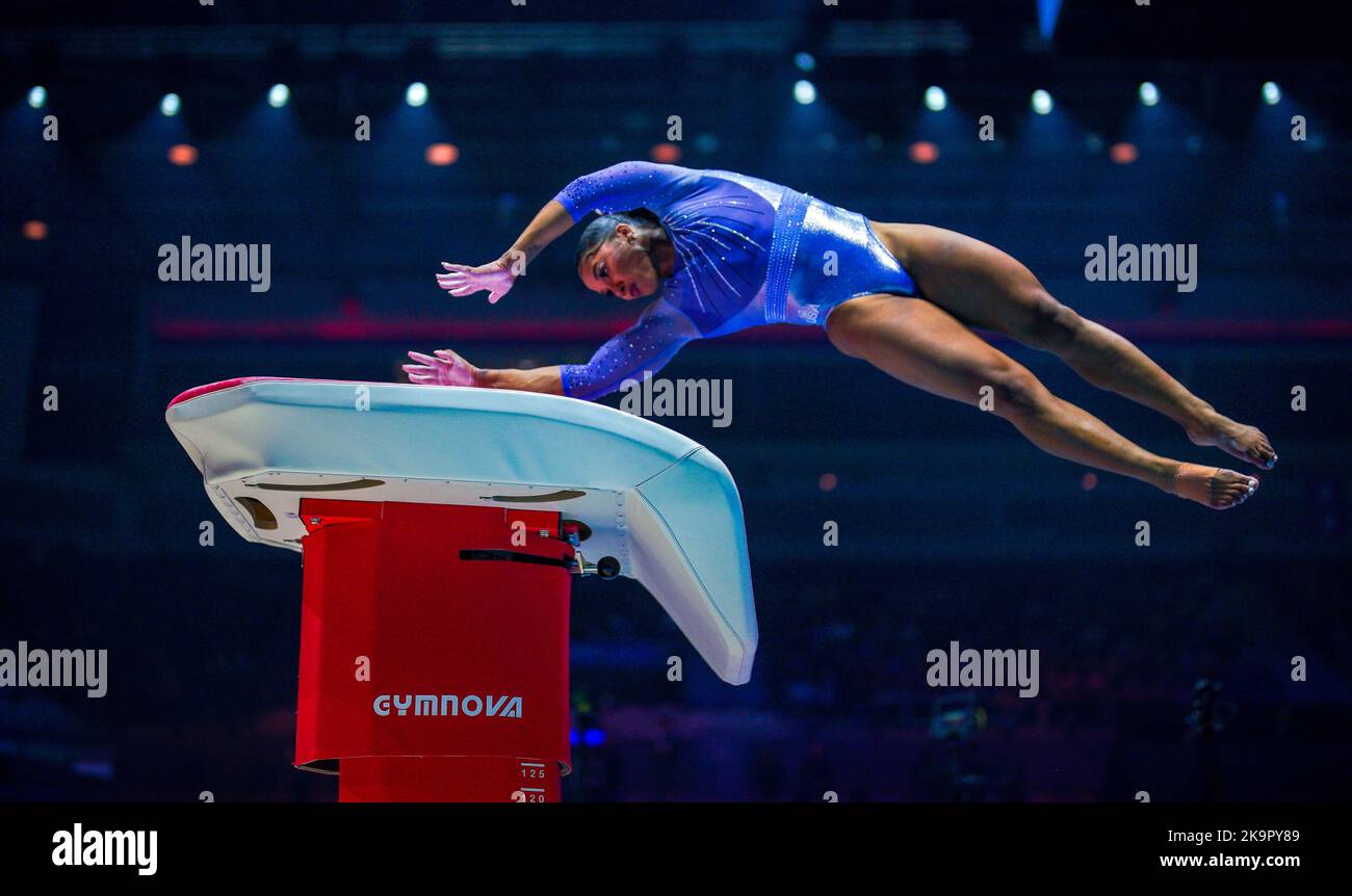 USA s Jordan Chiles Competes On The Vault During Day One Of The FIG 