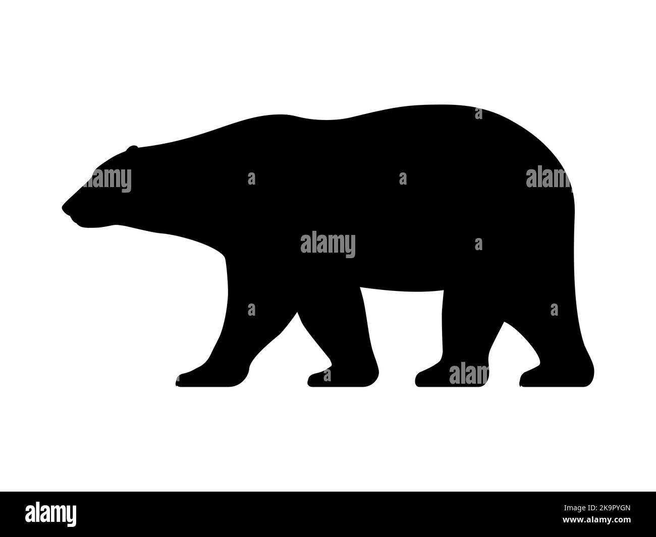 Silhouette of a walking polar bear. Vector illustration black ...
