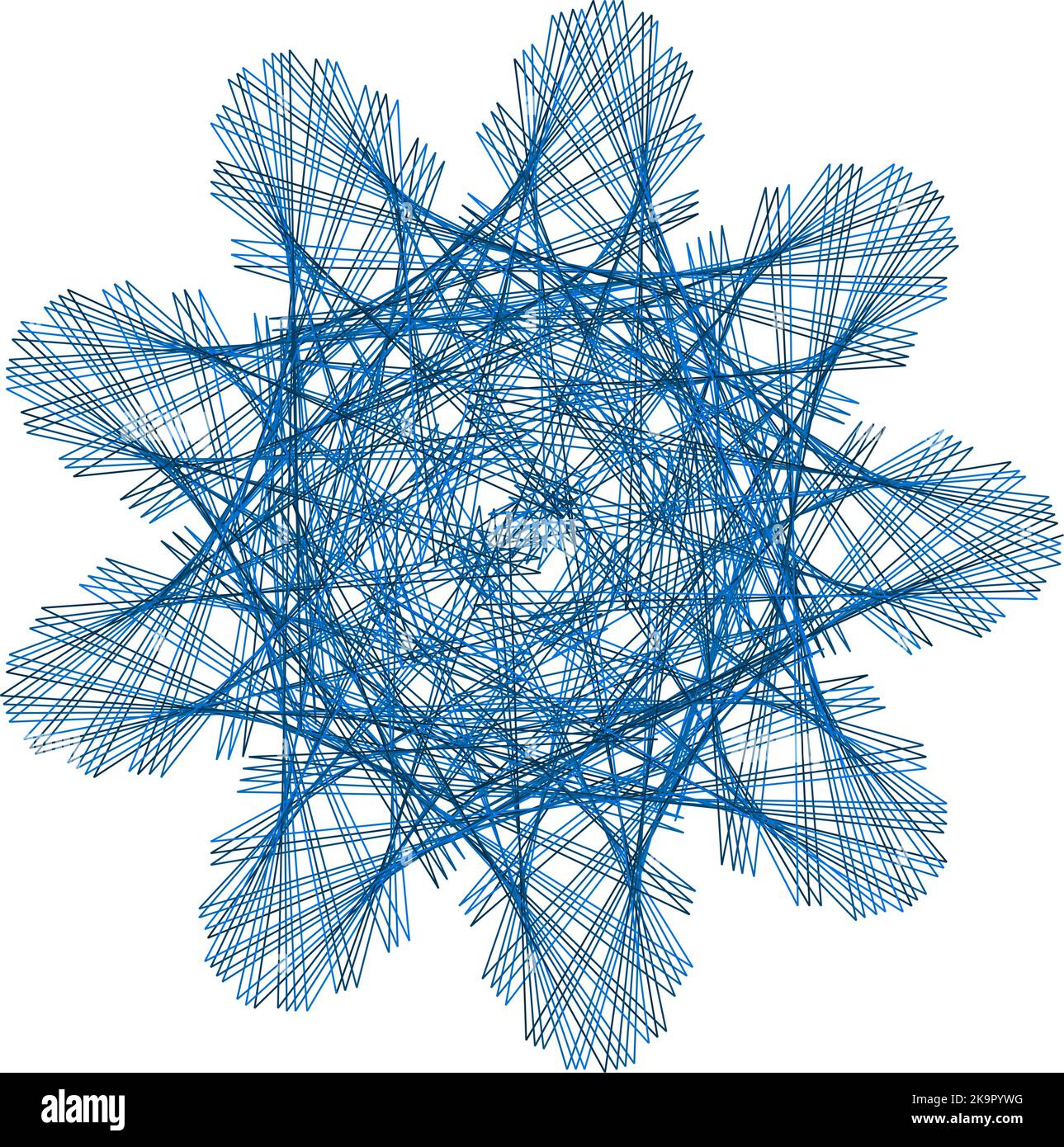 Blue stylized snowflake. Decorative ornamental design element. Stock Vector