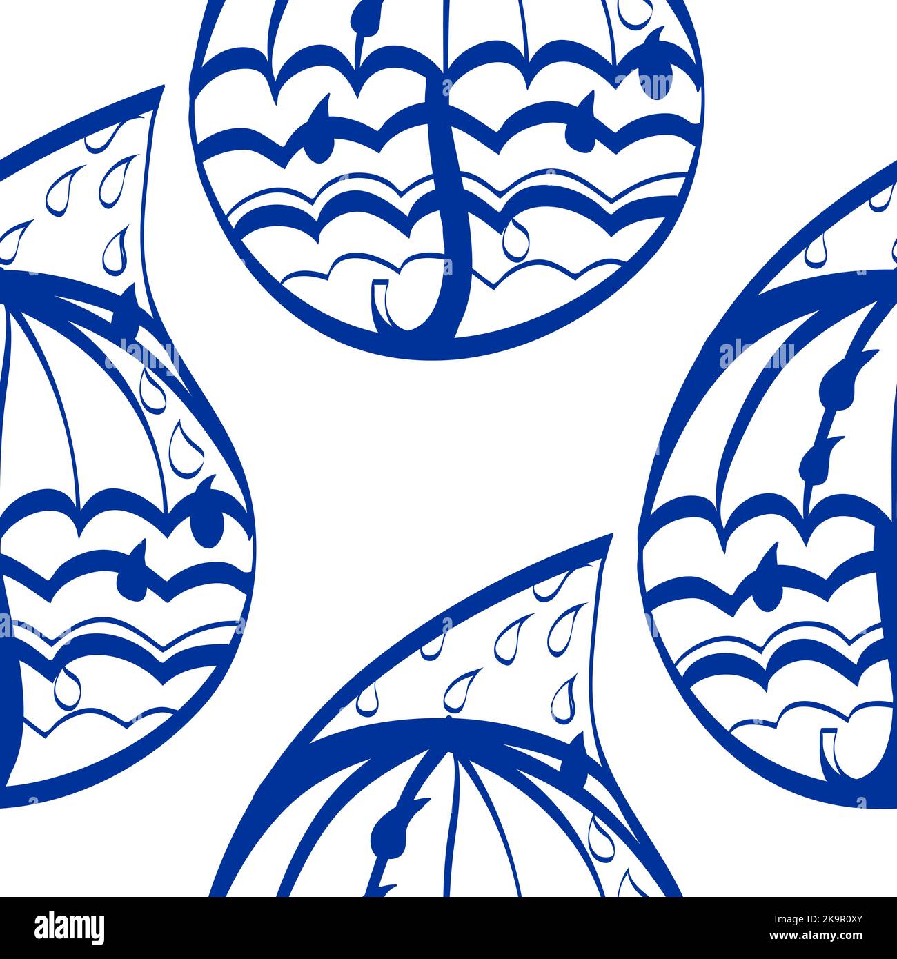 Hand drawn seamless pattern with stylized raindrops Stock Vector