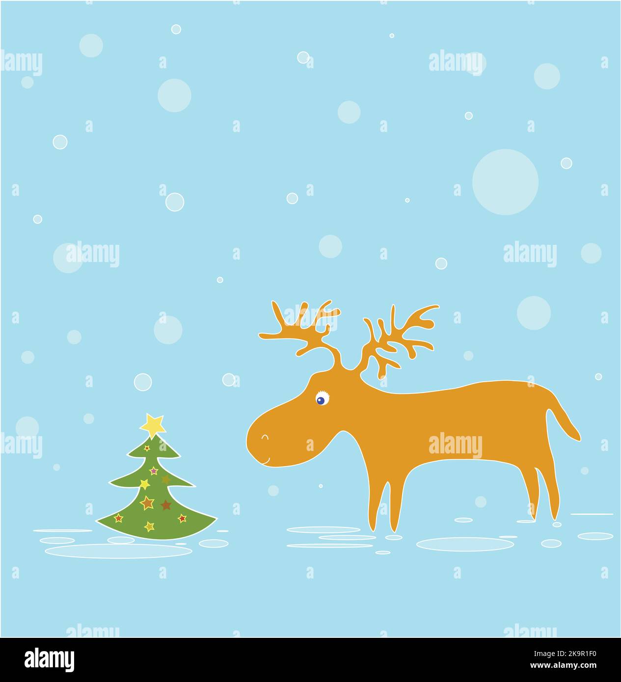 Christmas cartoon funny deer. New year card design template Stock ...
