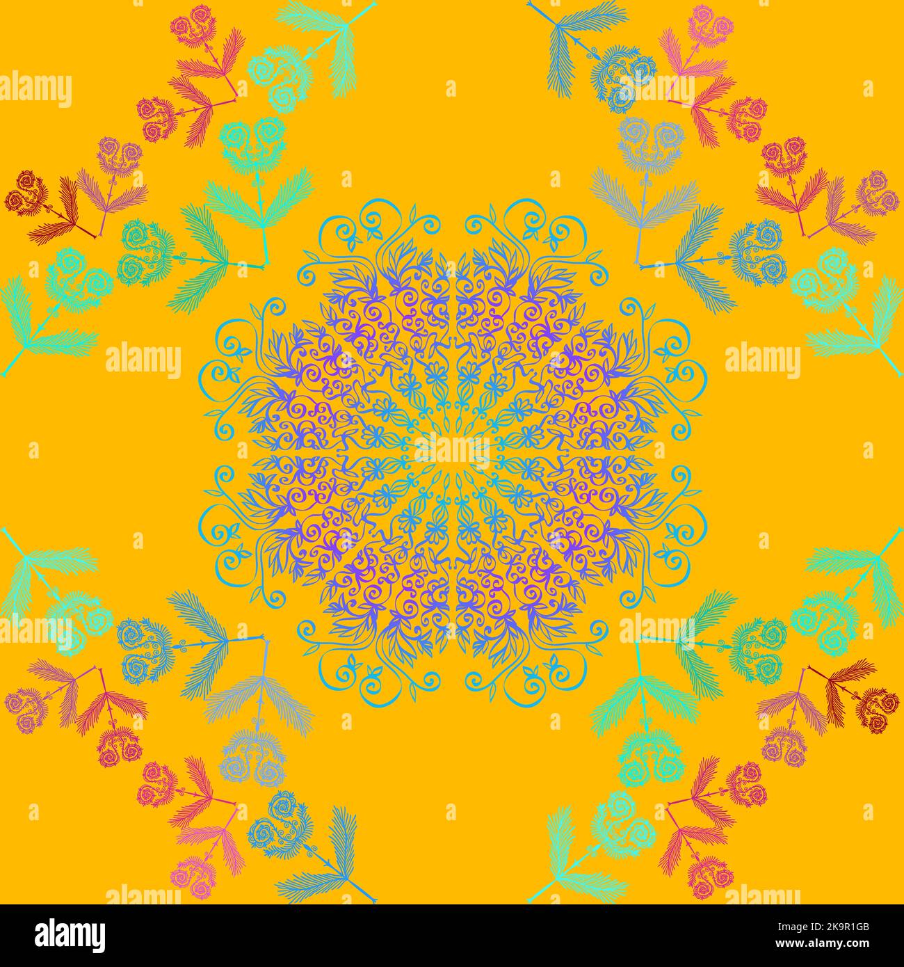 Abstract seamless vector background. Mandala doodle pattern with hand ...