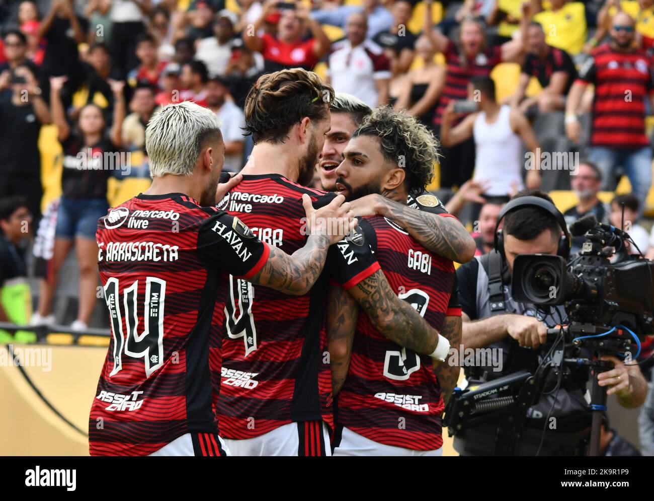 Guayaquil, Ecuador. 29th Oct, 2022. 29th October 2022: Tarqui, northern Guayaquil, Ecuador;  Gabriel Barbosa of Flamengo, celebrates his goal during the Final of the Copa Libertadores between Flamengo and Atletico Credit: Action Plus Sports Images/Alamy Live News Stock Photo