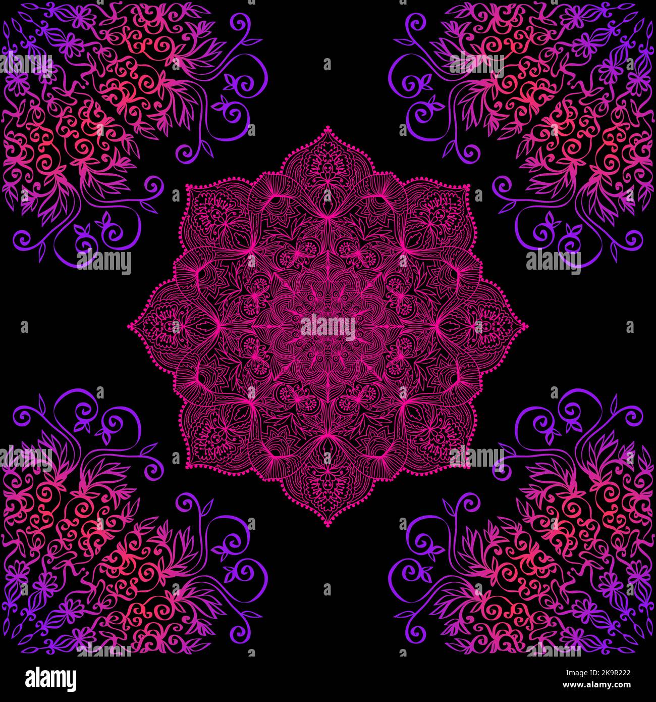 Abstract seamless vector background. Mandala doodle pattern with hand-drawn ethnic motifs. Stock Vector