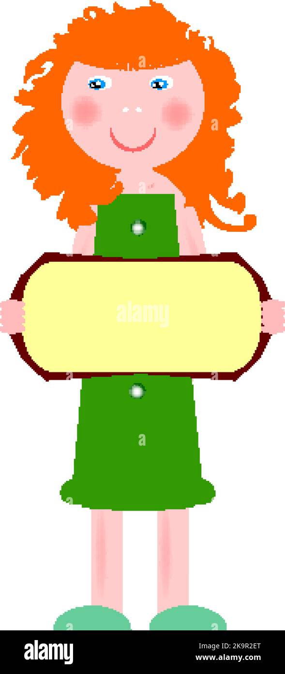 Vector design element in flat style. Woman with empty board. Stock Vector