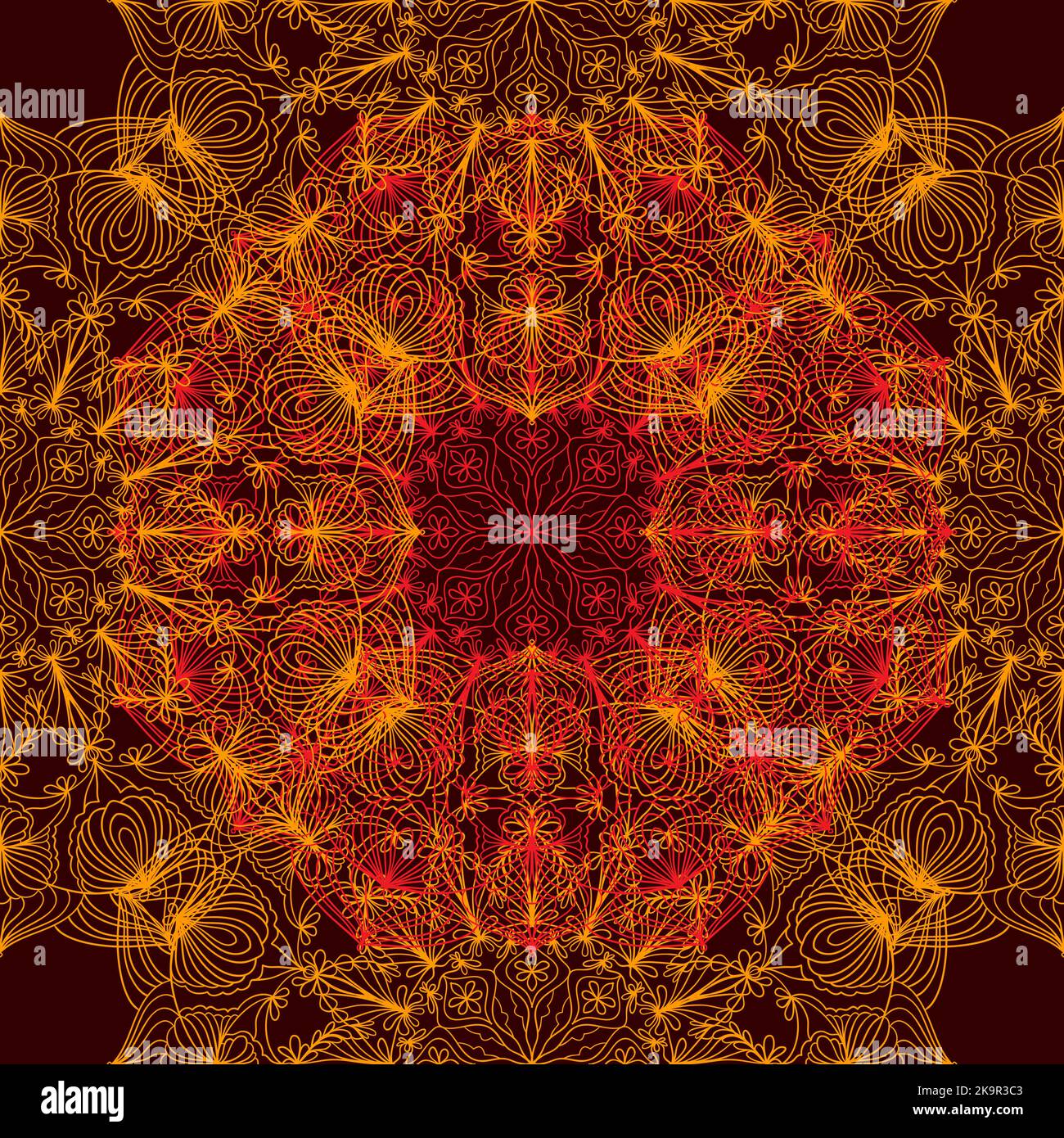 Seamless decorative background with abstract lacy mandalas. Stock Vector