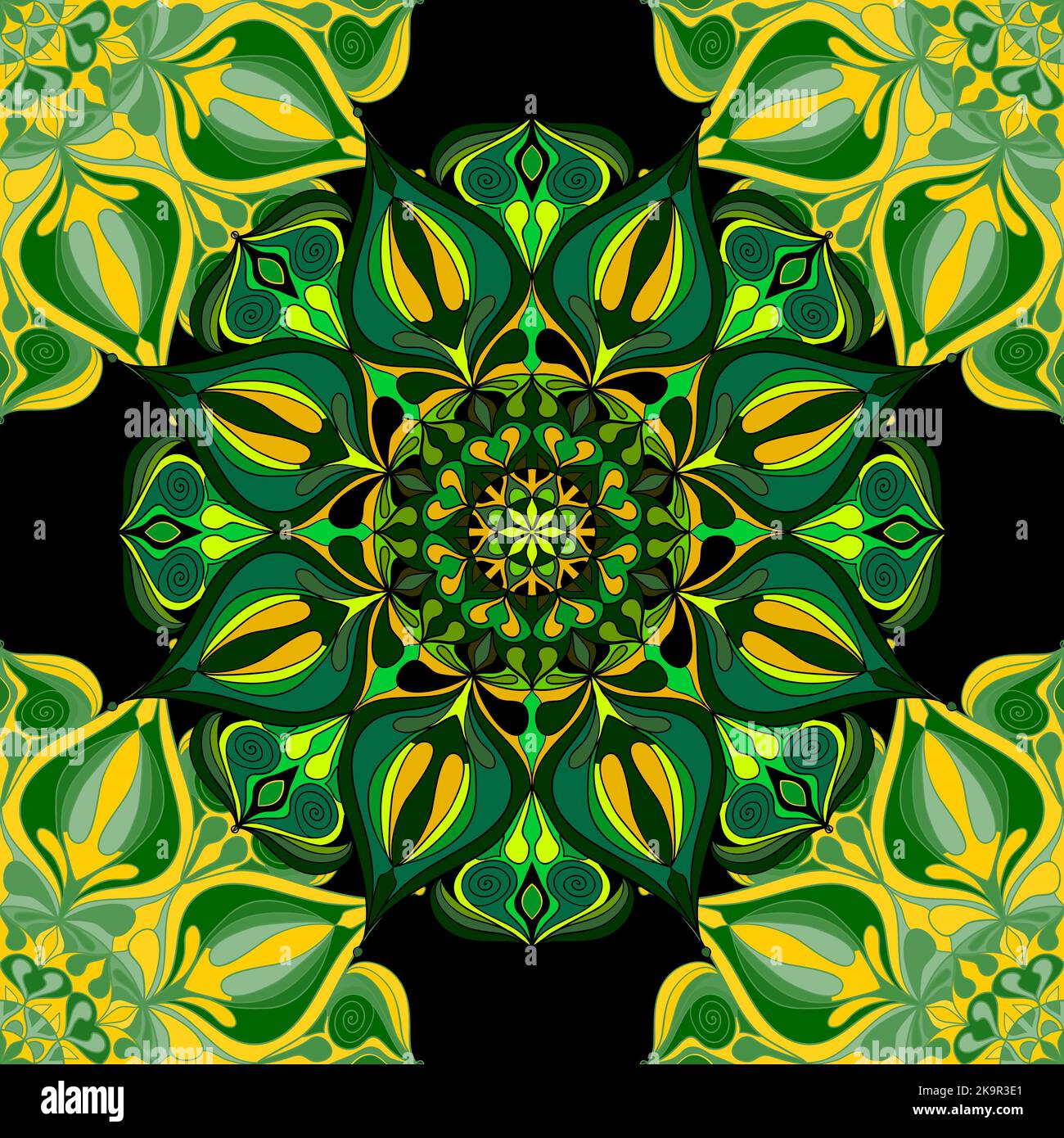 Seamless decorative background with abstract lacy mandalas. Stock Vector