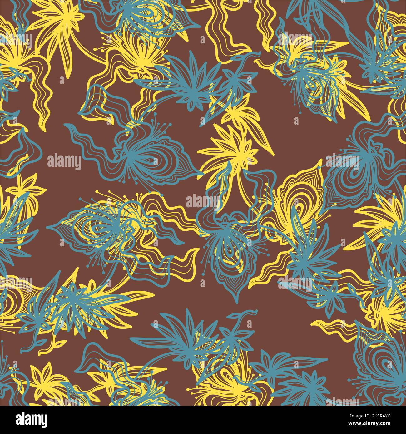 Vector decorative seamless pattern with herbal and floral motifs Stock ...