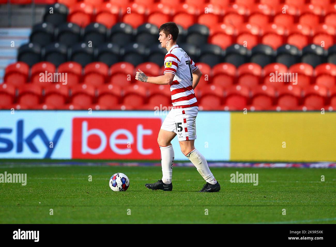 Eco - Power Stadium, Doncaster, England - 29th October 2022 Adam Long (15) of Doncaster Rovers - during the game Doncaster Rovers v Gillingham, Sky Bet League Two,  2022/23, Eco - Power Stadium, Doncaster, England - 29th October 2022 Credit: Arthur Haigh/WhiteRosePhotos/Alamy Live News Stock Photo