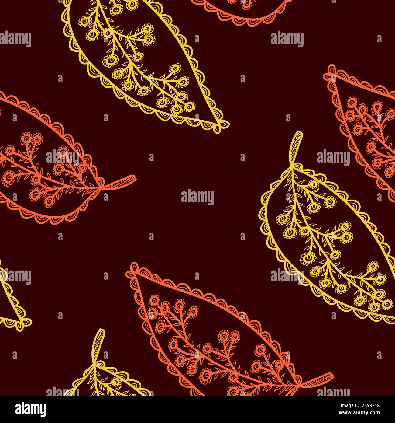 Vector decorative seamless pattern with herbal and floral motifs Stock ...