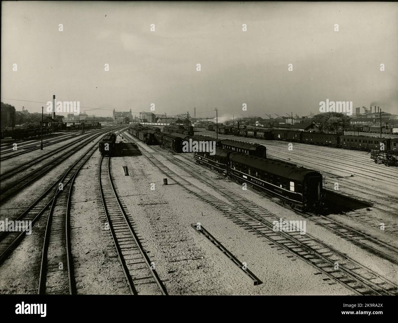 The operating yard in Malmö. The development of traffic has affected the necessary enlargements and modernizations. During the years 1931-1933 in conjunction with the electrification electrification, extensive expansion of the Rangerbandgården was carried out, which was provided with shiftsvall, a locomotive for electrolook and a street voy. Stock Photo