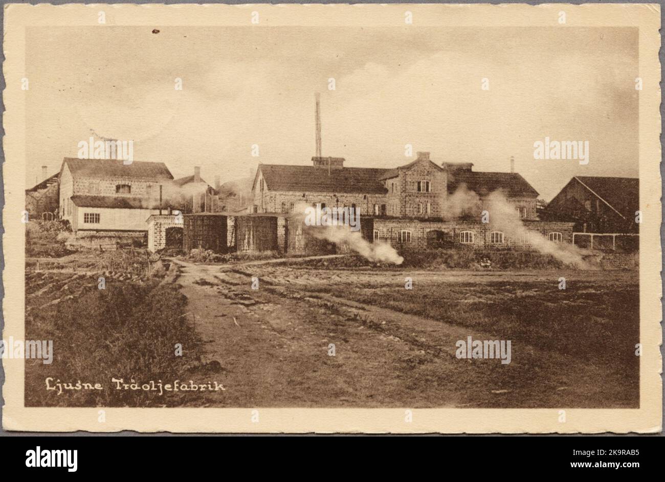 Wooden oil factory in Ljusne. Stock Photo