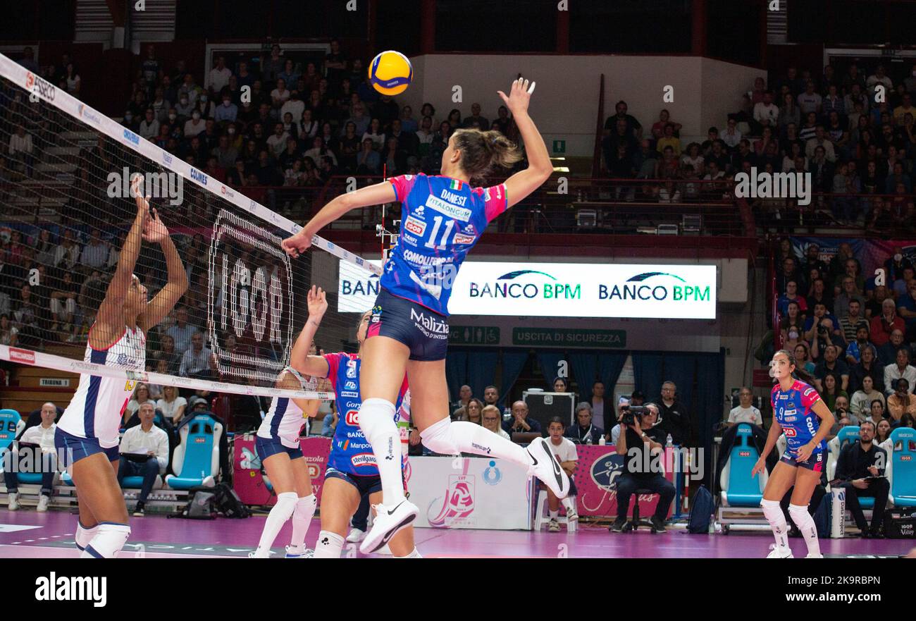 Pala Igor Gorgonzola, Novara, Italy, October 29, 2022, Spike of Anna Danesi (Novara)  during  Igor Gorgonzola Novara vs Savino Del Bene Scandicci - Volleyball Italian Serie A1 Women match Stock Photo