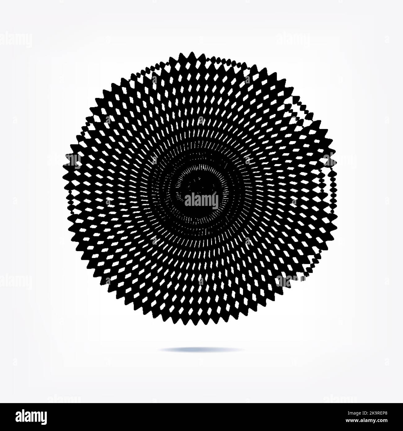 Stripe circle background. Dynamic motion zigzag swirl shape. Abstract pattern. Radial graphic element. Stock Vector
