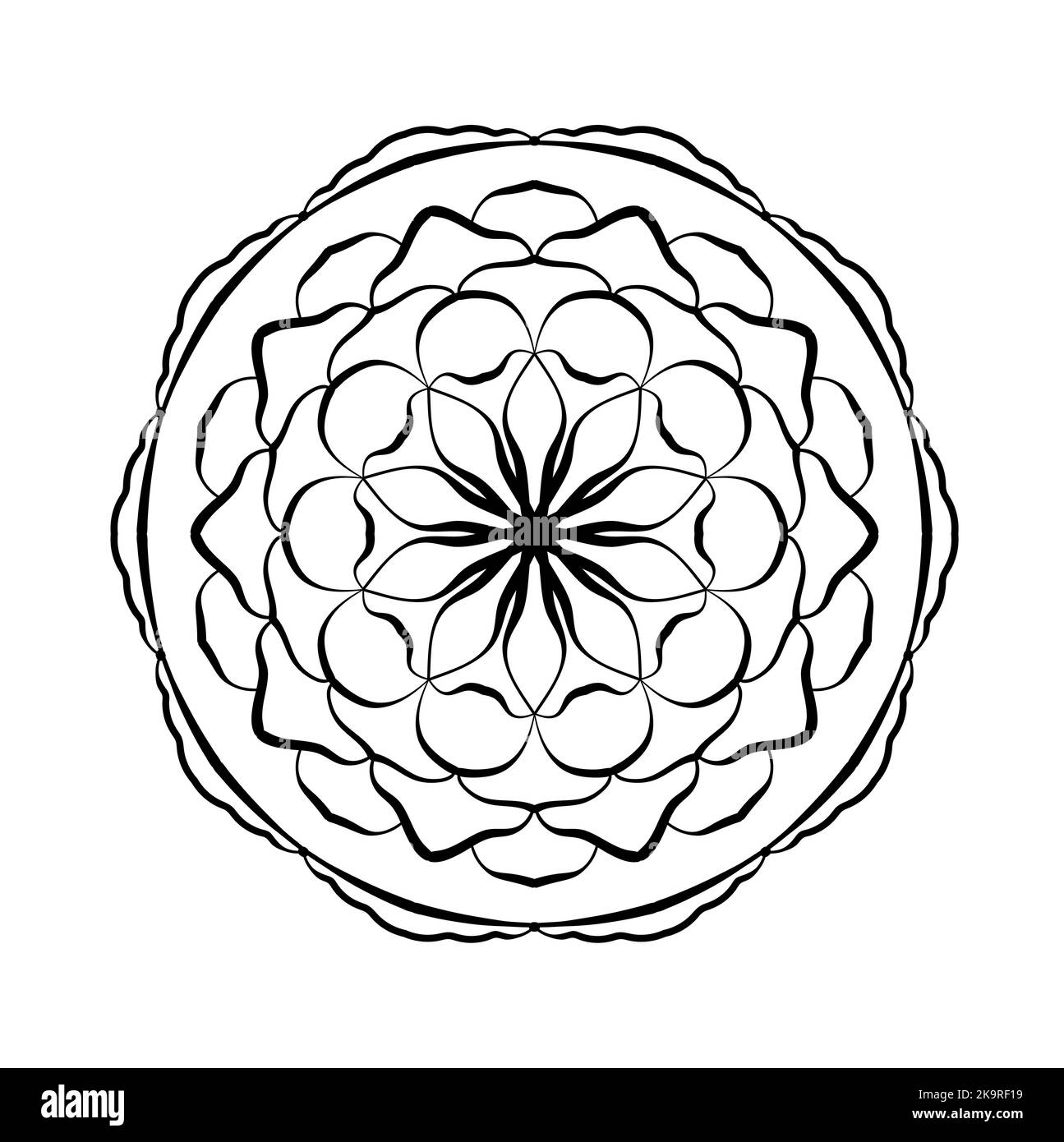 Mandala round pattern. Ethnic style decorative hand drawn lacy abstract element. Hand drawn ...