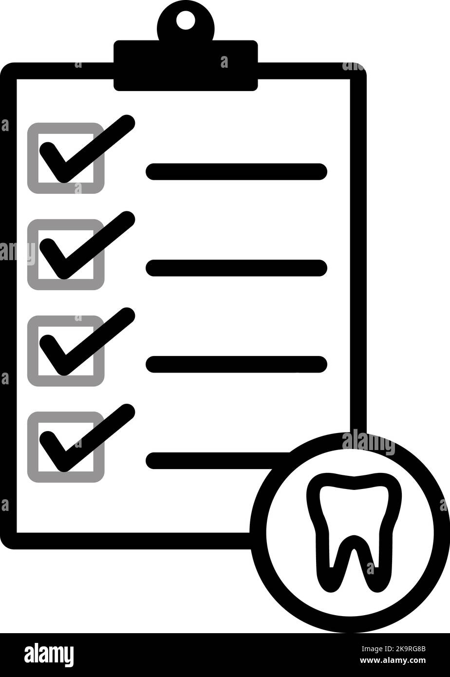 Dental checklist and tooth icon on white background. Teeth Diagnostic