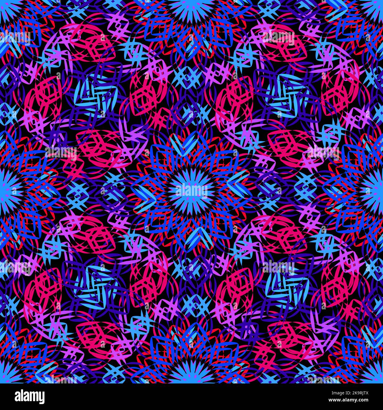 Seamless colorful pattern with ornaments. Stylized decorative shapes. Stock Vector