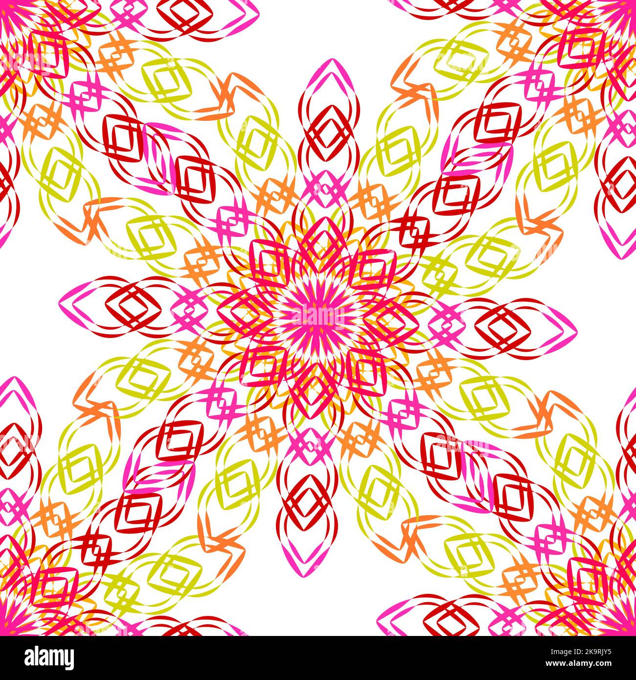 Seamless colorful pattern with ornaments. Stylized decorative shapes. Stock Vector