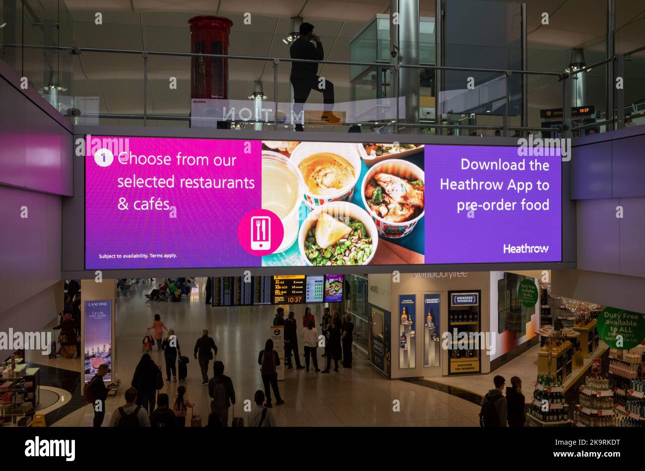 An illuminated information board showing restaurant information in the
