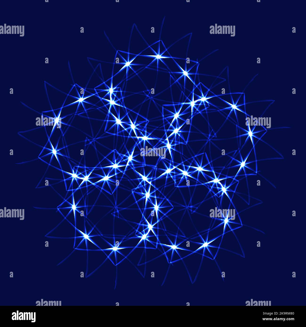 Abstract blue glowing floral shape on white background. Design element. Stock Vector