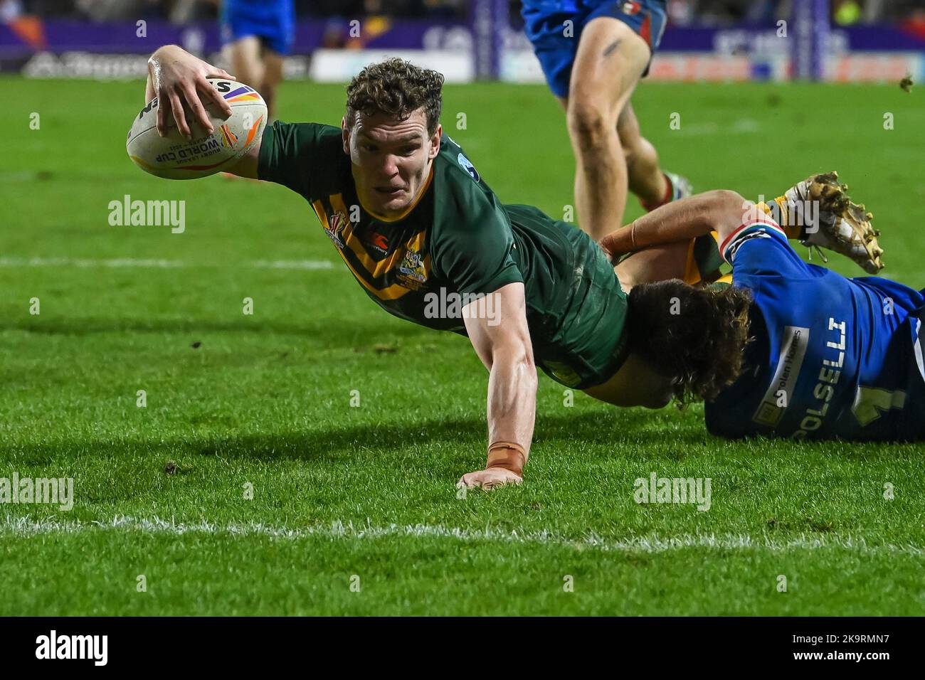 Liam Butler Rugby Liam Martin of Australia goes over for a try during the Rugby League ...