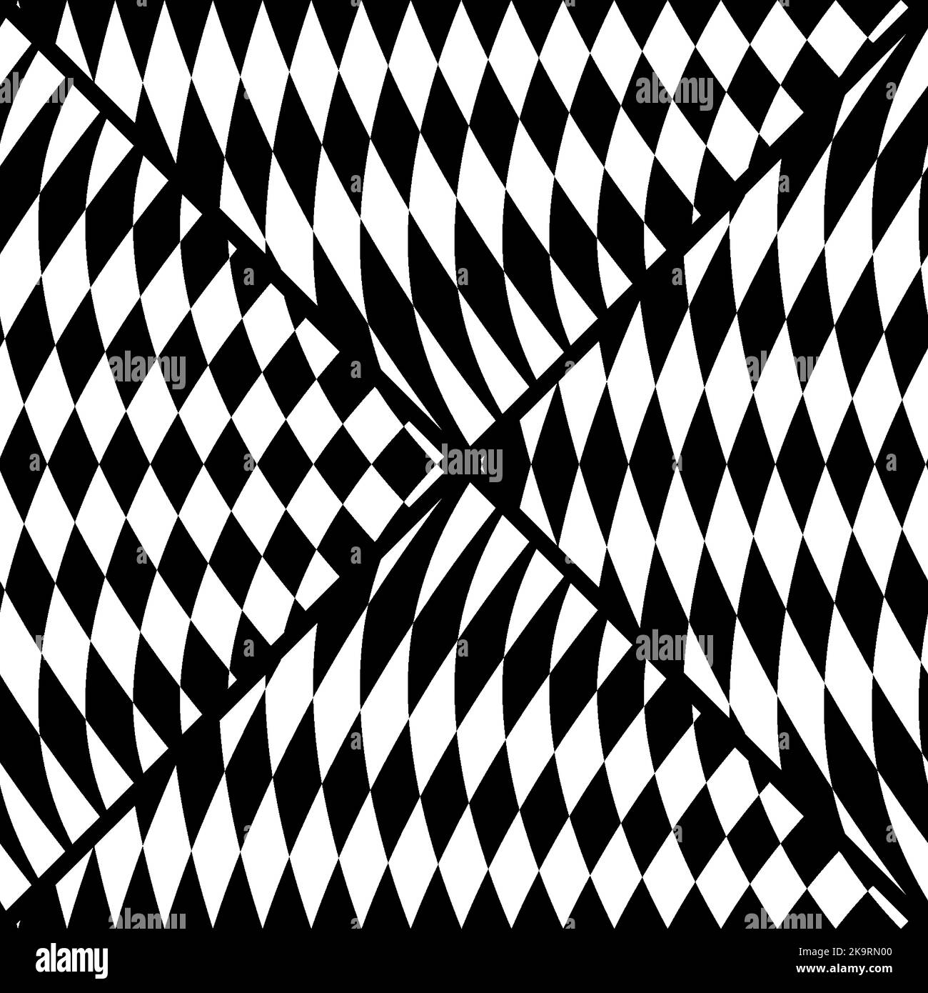 Abstract twisted black and white background. Optical illusion of distorted surface. Twisted stripes. Vector illustration. Great for wall art, poster, Stock Vector