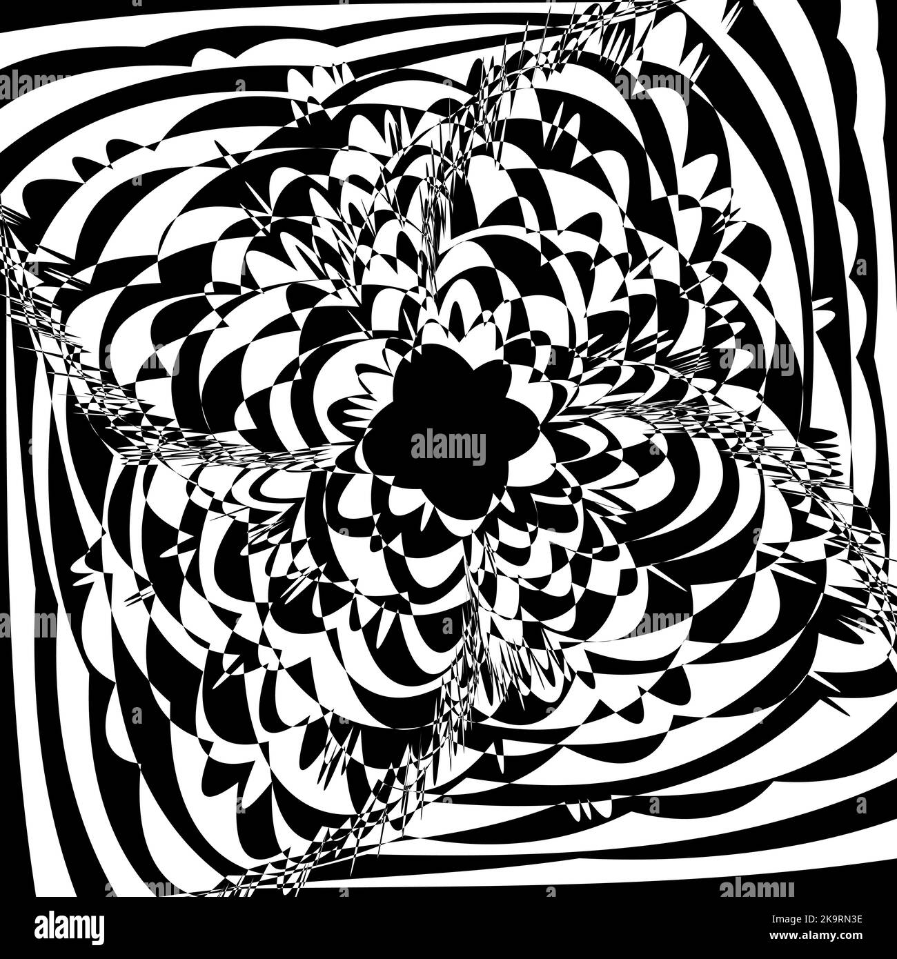 Abstract twisted black and white background. Optical illusion of ...