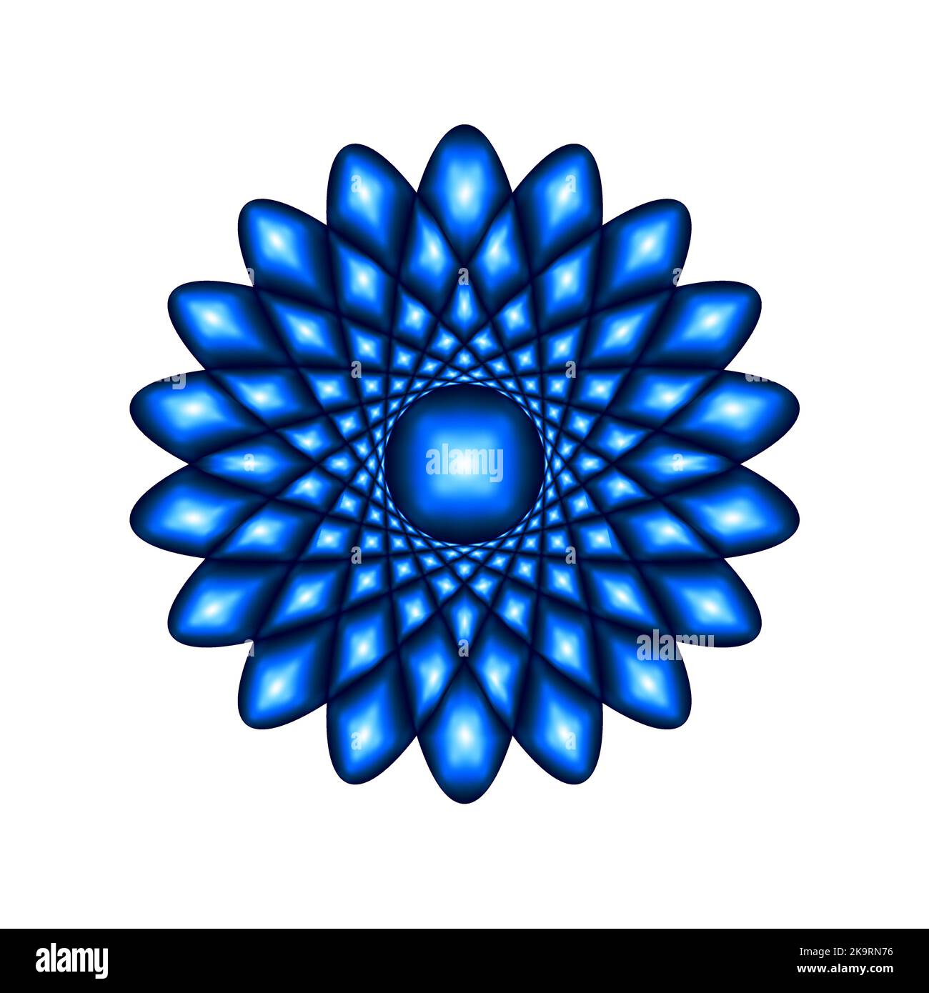 Abstract blue glowing floral shape on white background. Design element Stock Vector