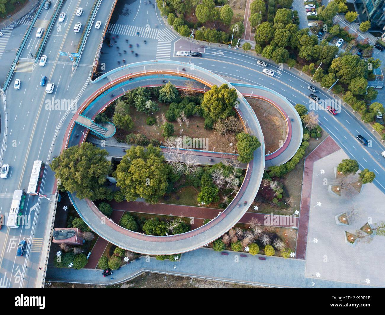 Aerial photography bird-eye view of City viaduct bridge road ...