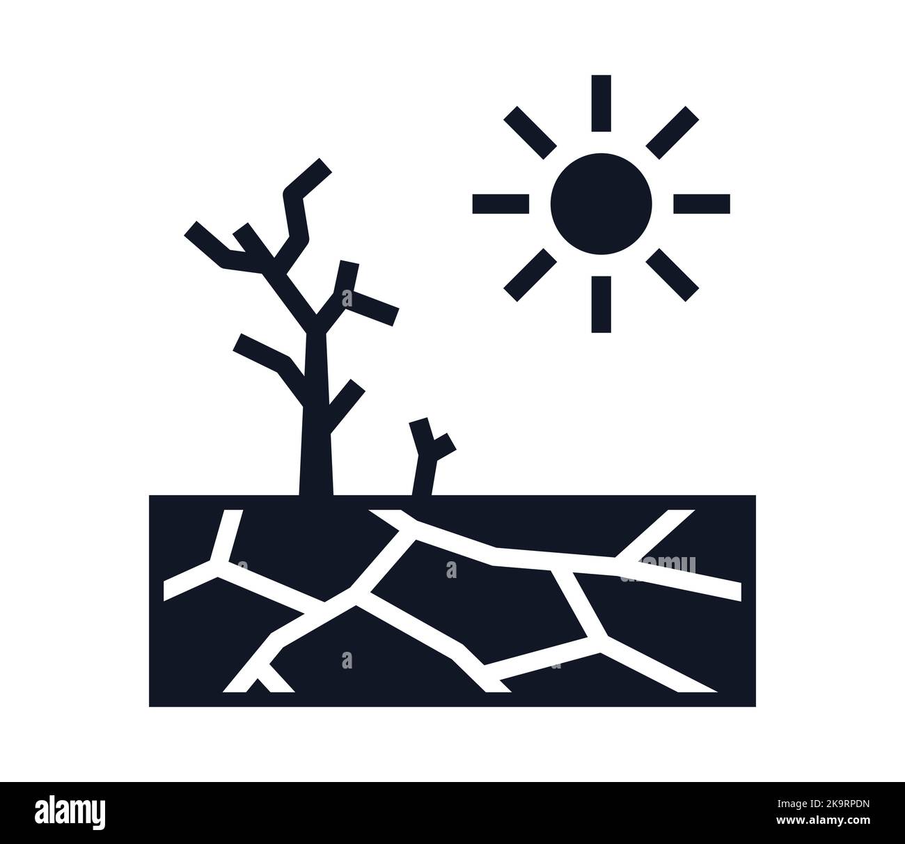 Drought symbol heat and no rain withered pants icon Stock Vector