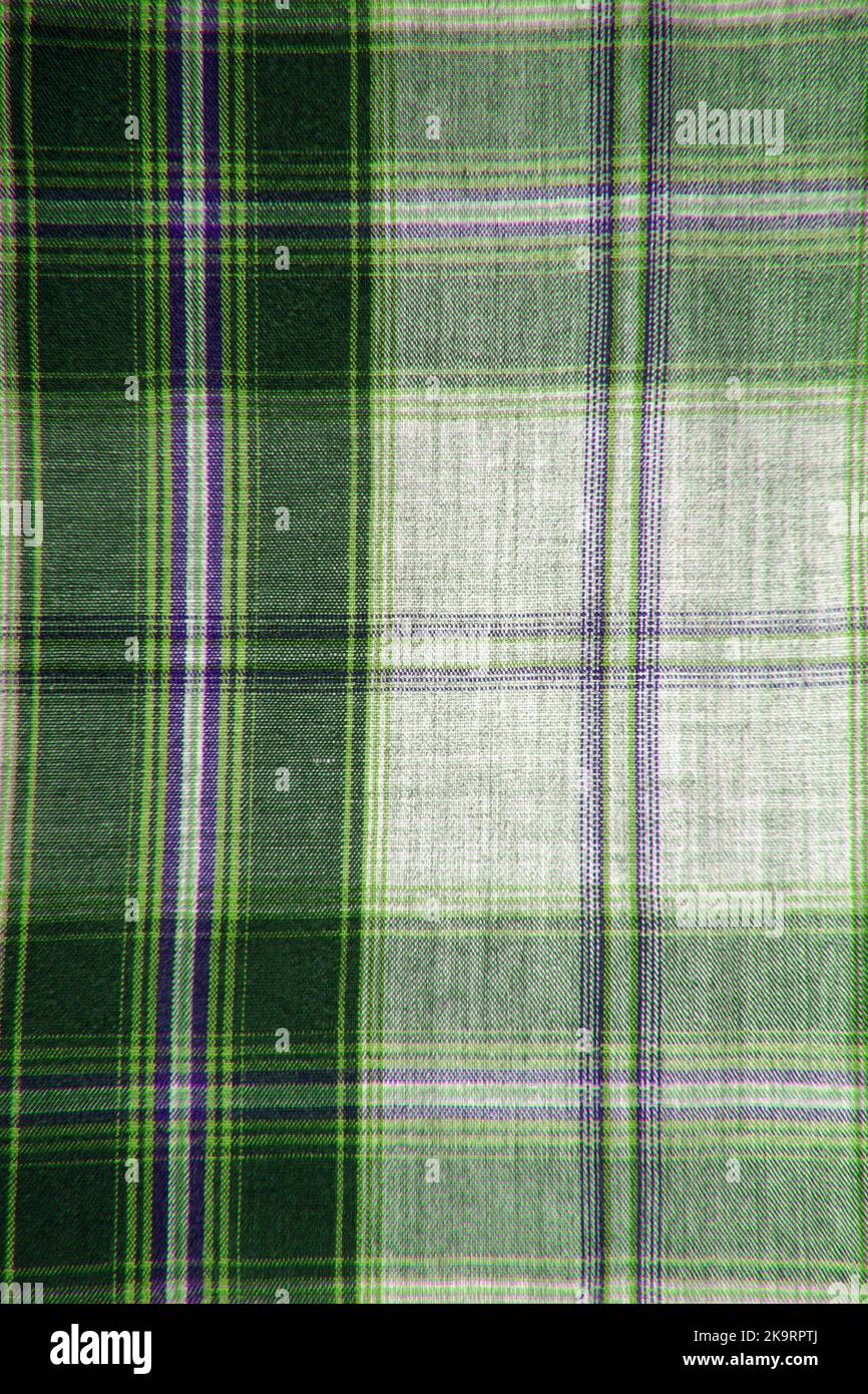 checkered green  and white fabric texture background Stock Photo