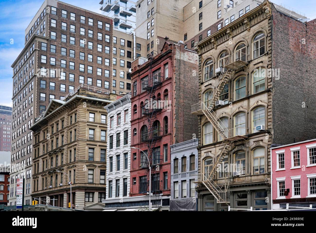 Ornate old 19th century office buildings in Tribeca district of New