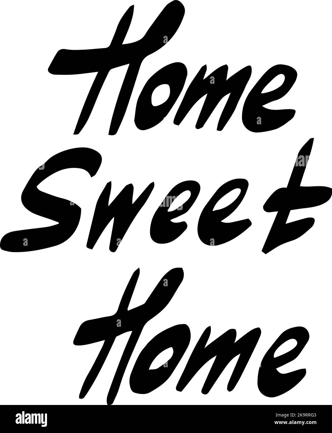 Home Sweet Home text on white background. Hand drawn lettering. Vector illustration. Stock Vector