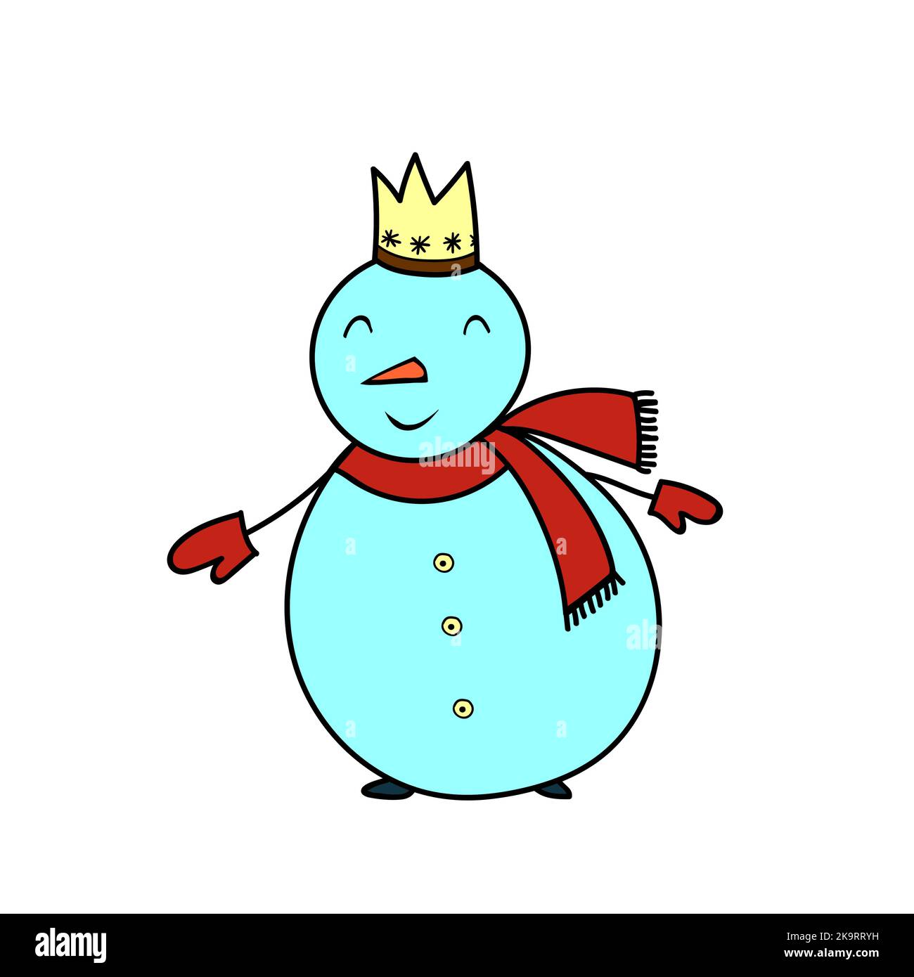 Funny snowman. Colorful image. Illustration in cartoon style for stickers, cards, invitations, stationery design Stock Vector