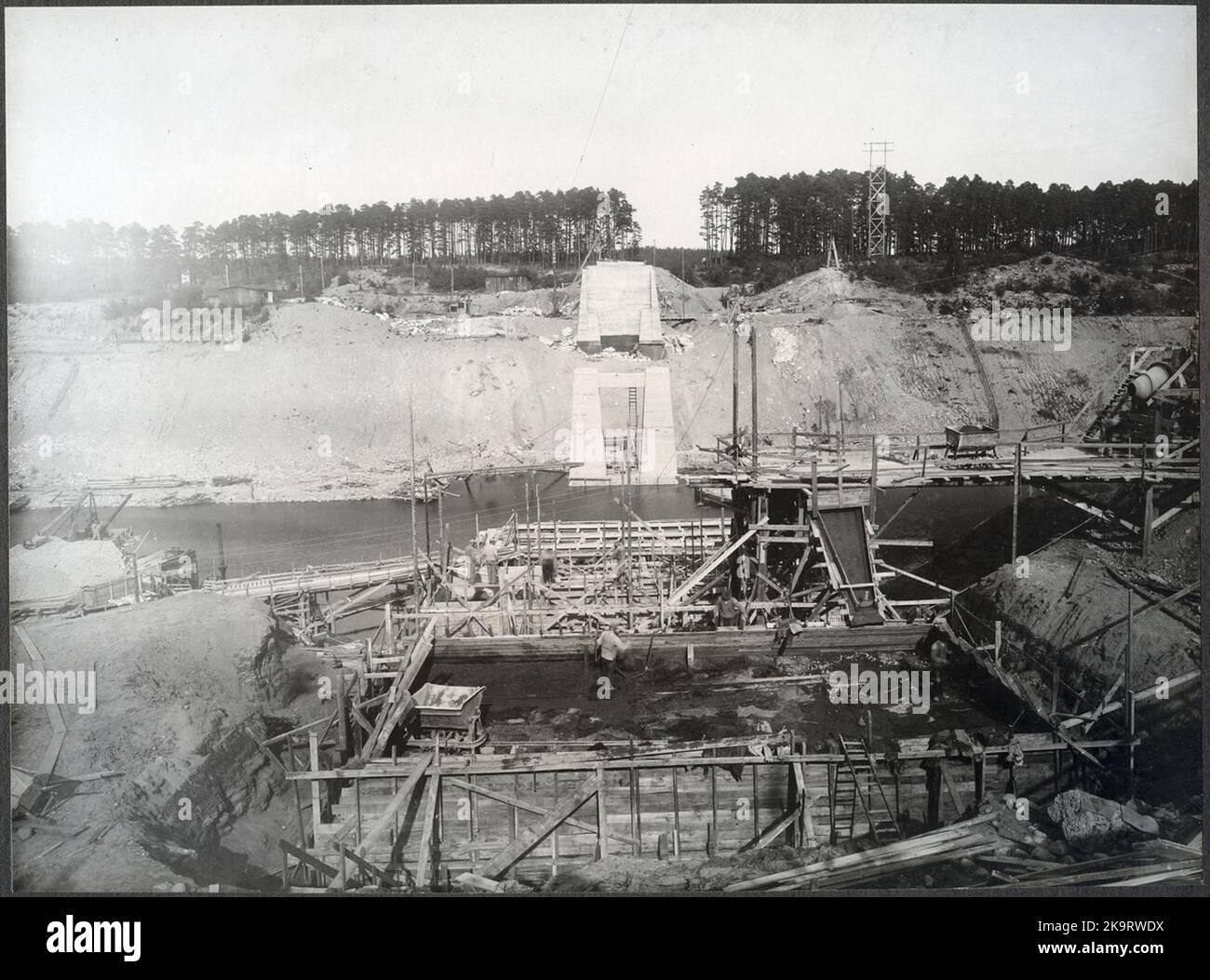 The bridge construction for the double track over the channel between ...