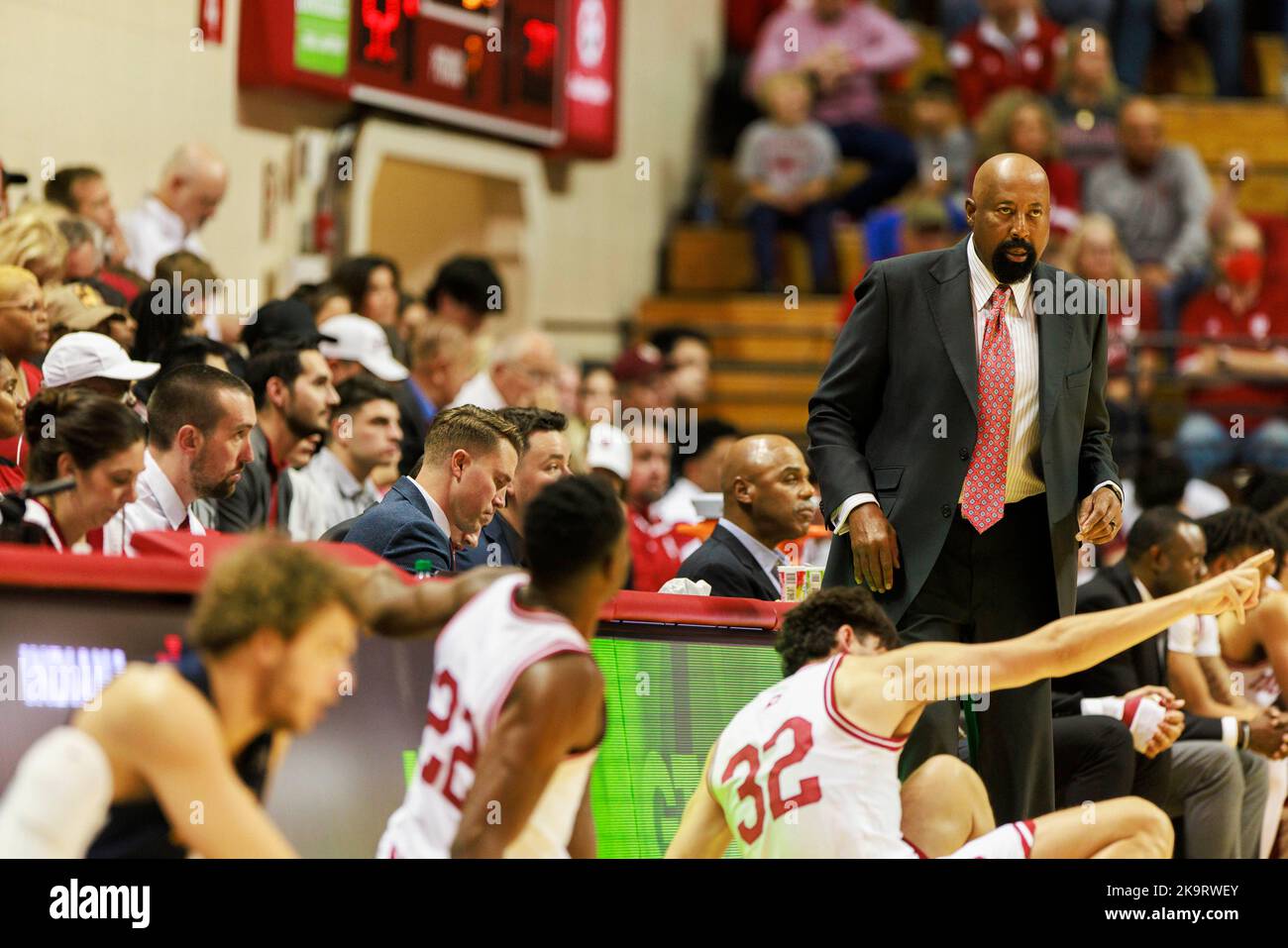 Bloomington, United States. 29th Oct, 2022. Indiana University coach Mike Woodson coaches against Marian University during an NCAA basketball exhibition game, at Assembly Hall in Bloomington. IU beat Marian 78-42. (Photo by Jeremy Hogan/SOPA Images/Sipa USA) Credit: Sipa USA/Alamy Live News Stock Photo